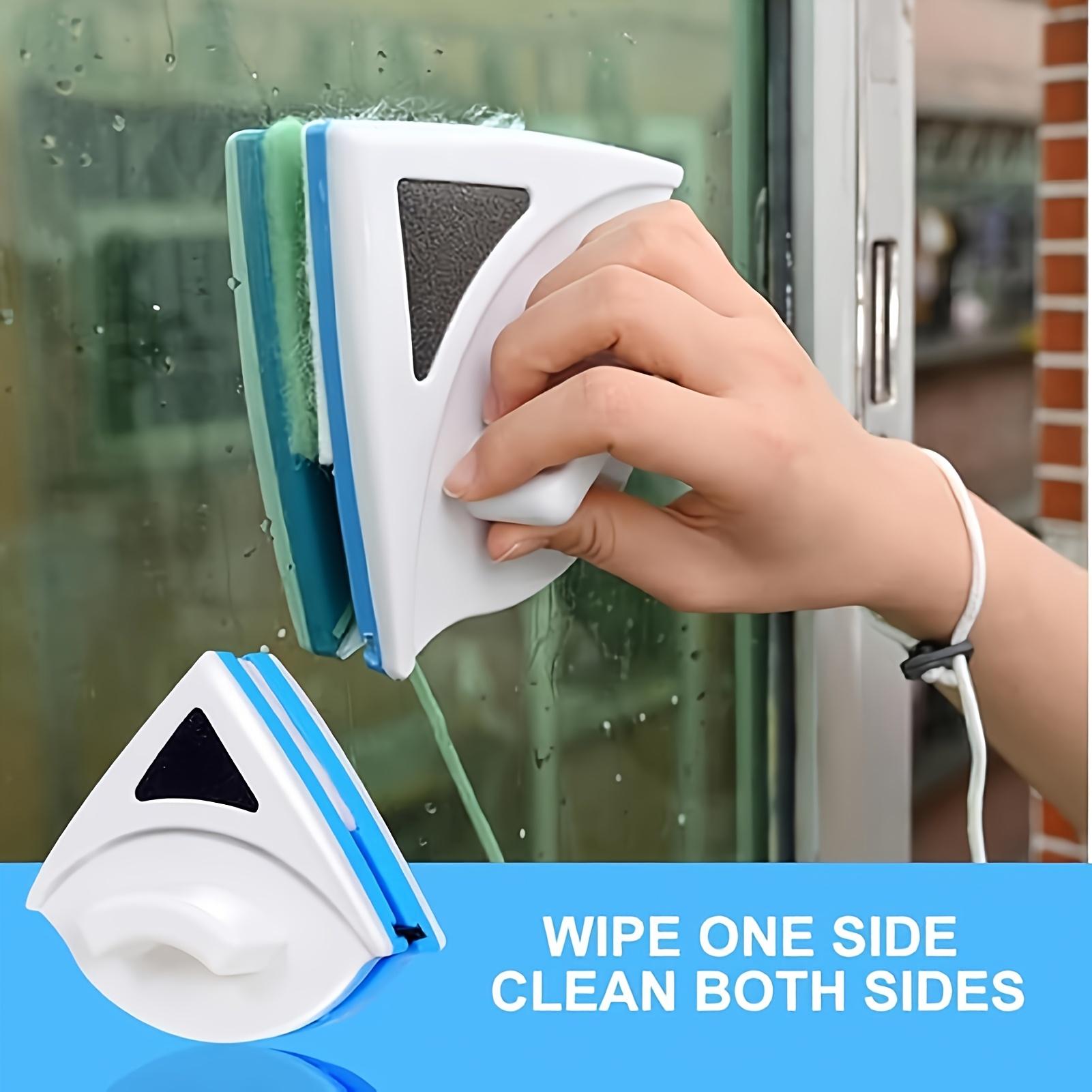 Double-Sided Magnetic Window Squeegee Home Cleaning Tool, Scratch-Free Glass Cleaner, Ring Handle, Suitable for 3-8mm Glass, Durable Plastic Design