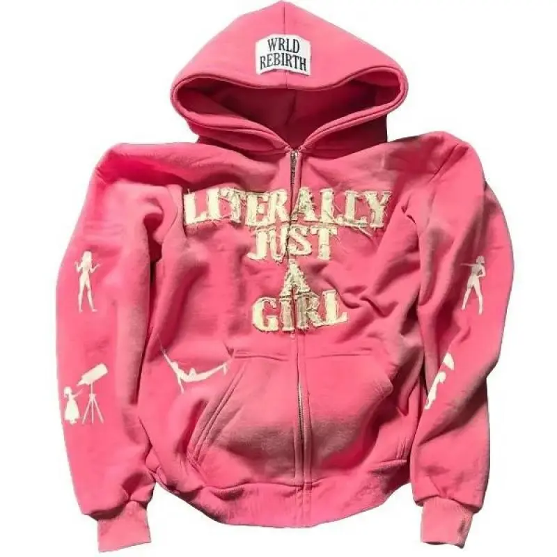 American Y2K hip-hop letter 3D printed hoodie personality street men and women loose zipper cardigan top Menswear Sweatshirts Casual Long Sleeve Jeans Shorts Fit Womenswear Can be used with raincoat
