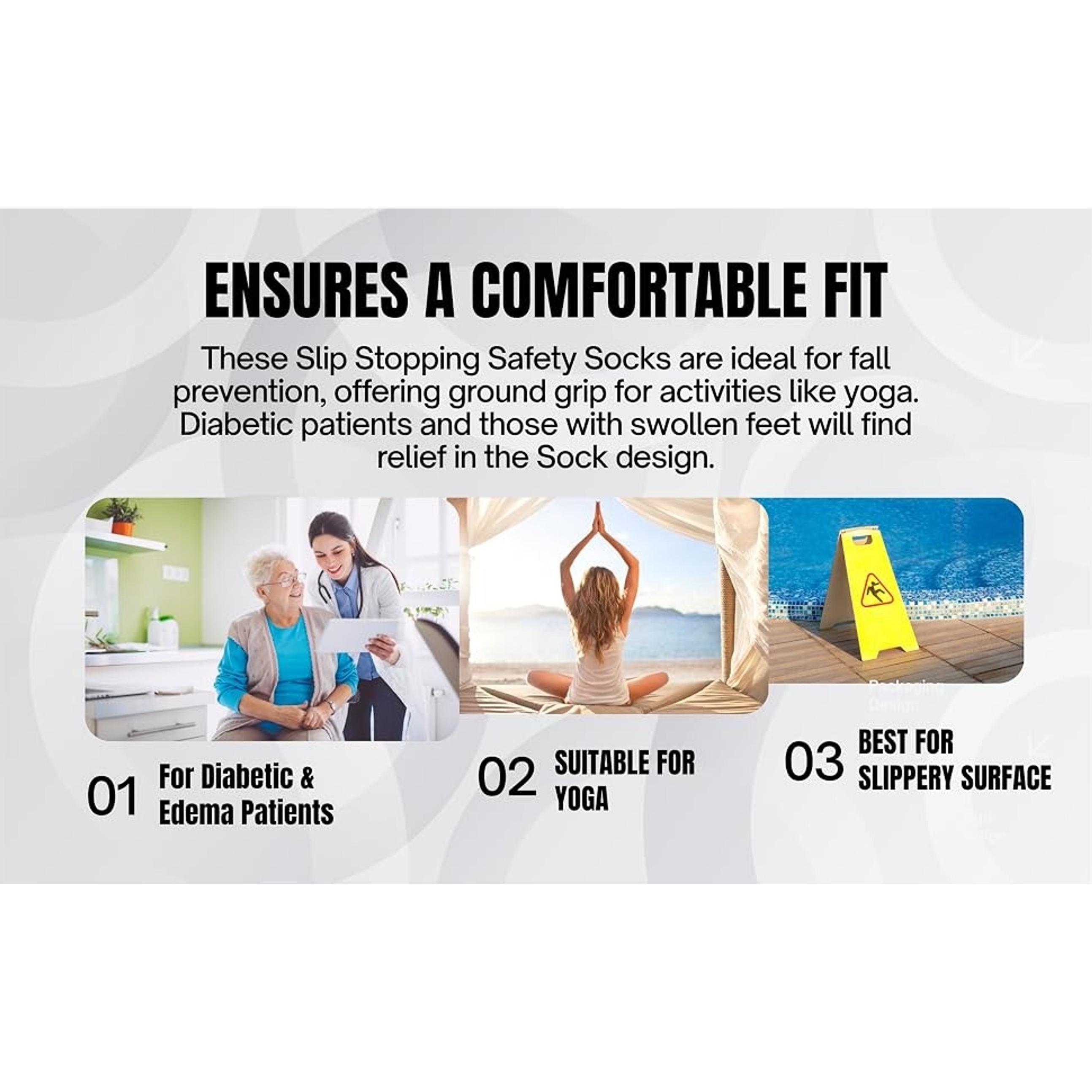 Non-Slip Safety Slipper Socks with Grippers, Single Tread, 3 PairsGift