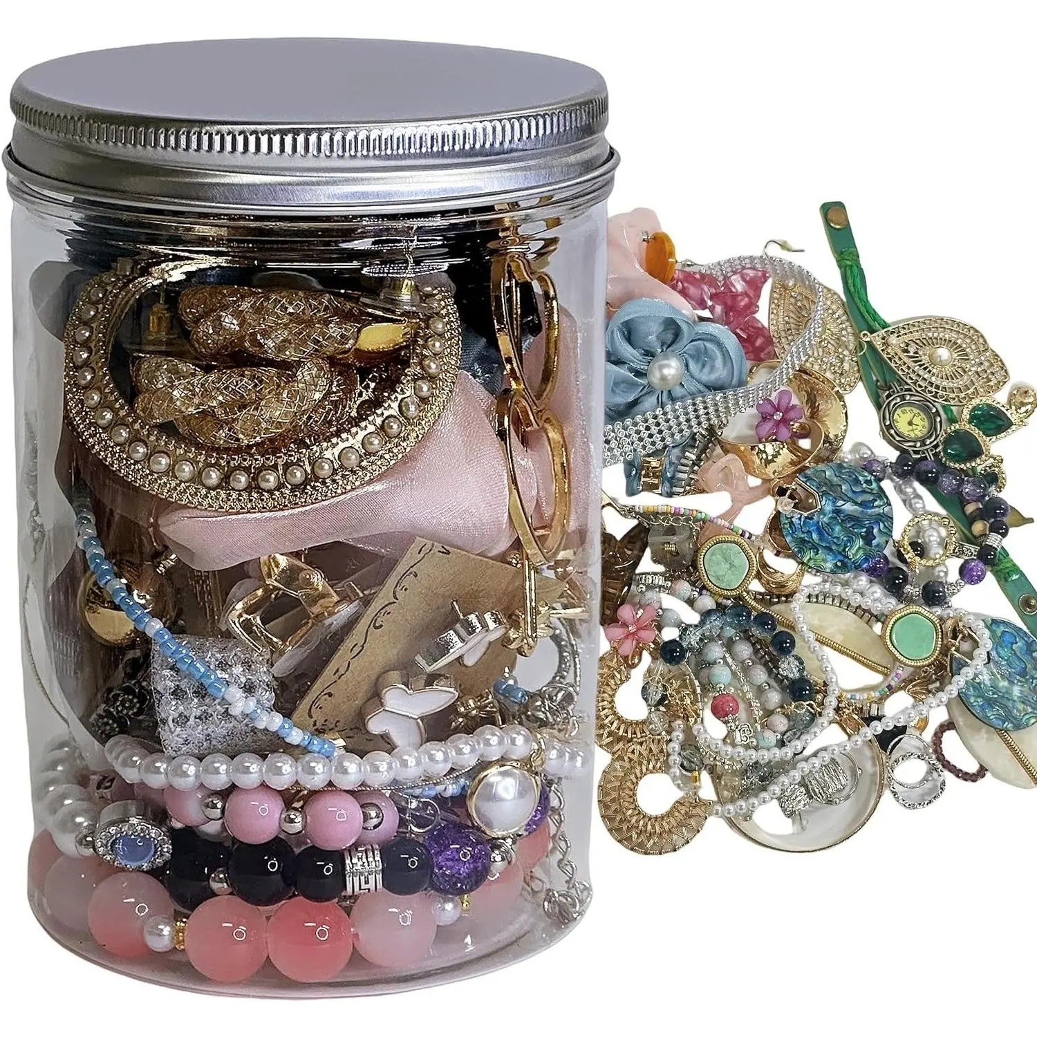 Mystery Jewelry Jar for Women - Gothic Witchy Vintage Gift Set, Goth Boho Mixed Punk Everyday Necklaces, Earrings, Rings, Bracelets & Bangles, Unique Alternative Romantic Cute Present for HerGift
