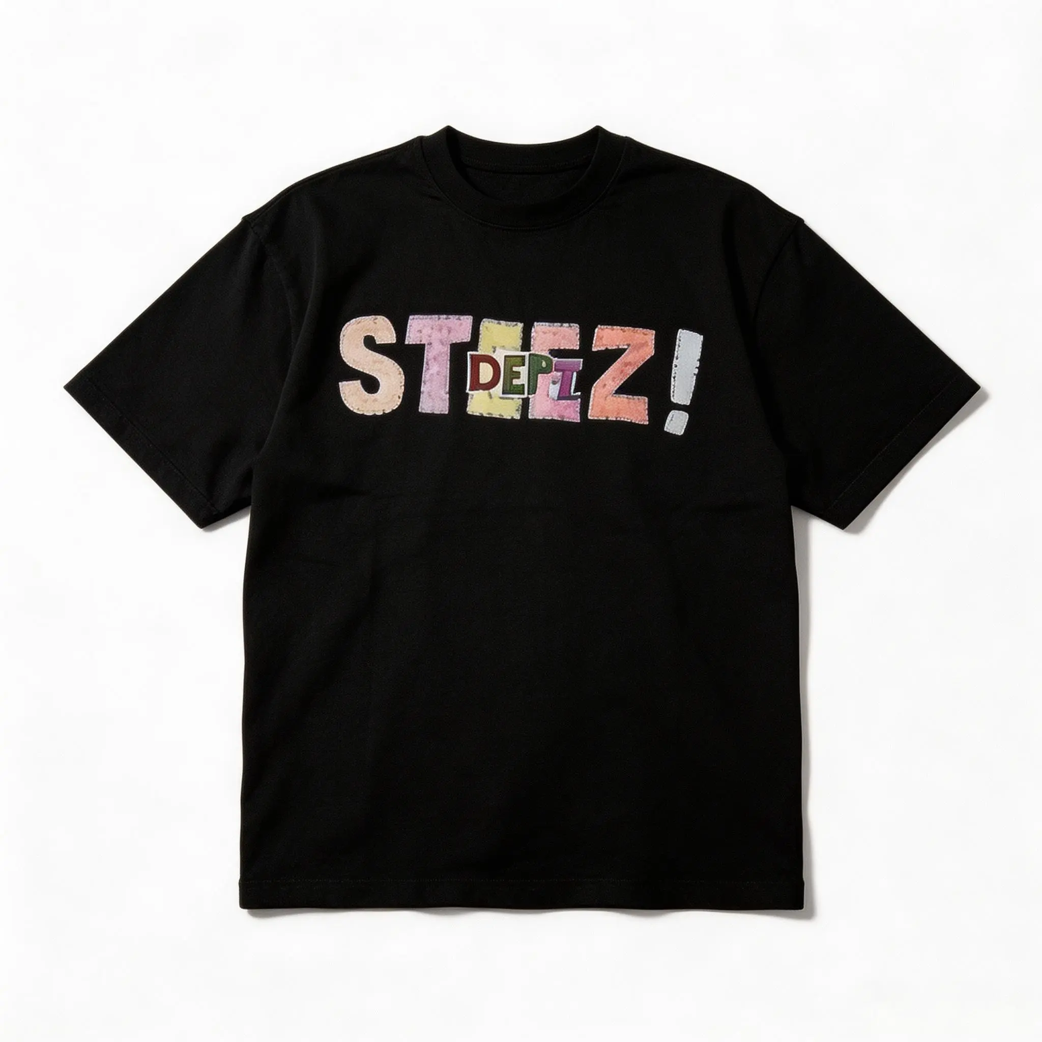 Unisex Crew Neck Short Sleeve Tee, Colorful Letter Graphic Print Casual T‑Shirt, 100% Pure Cotton Loose Fit Top, Daily Street Style Outfit