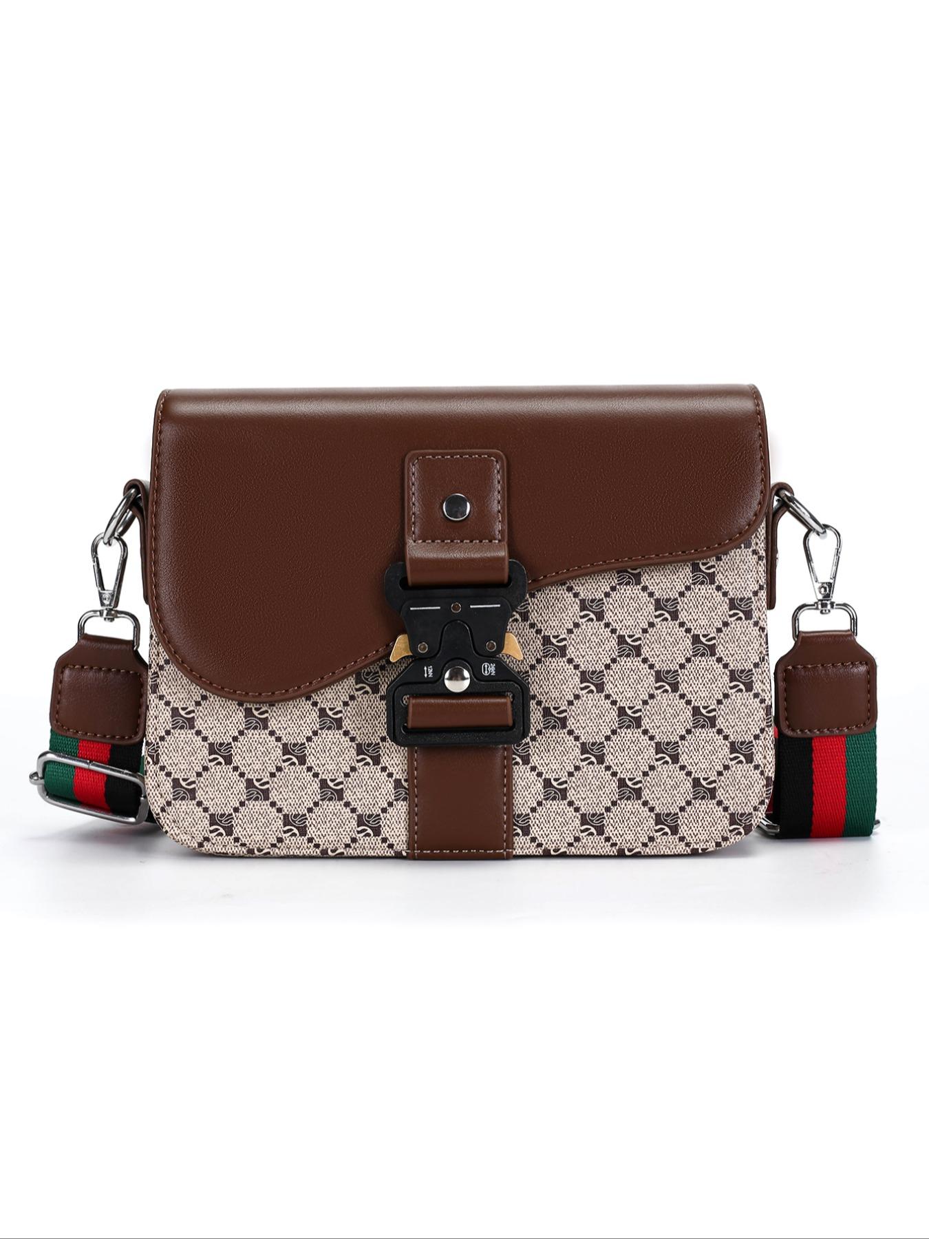 Men's Geometric Pattern Flap Closure Fashion Crossbody Bag, Multifunctional PU Leather Travel Bag, Casual Daily Use Work School Accessory, Stylish Crossbody Bags, Fashionable Shoulder Bag, Portable Shoulder Bag