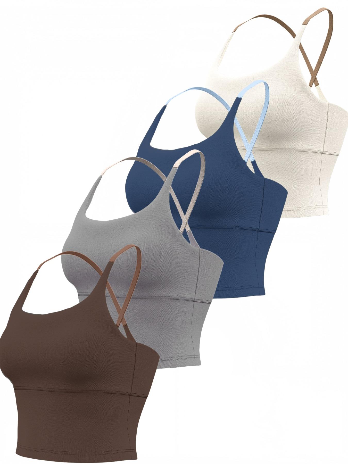 Women's Slim-Fitting Sports Top with Fixed Padding, Elastic Yoga Tank, Gym Yoga Tops, Athletic Tops, Color Block Design, Ideal for Fitness and All Seasons