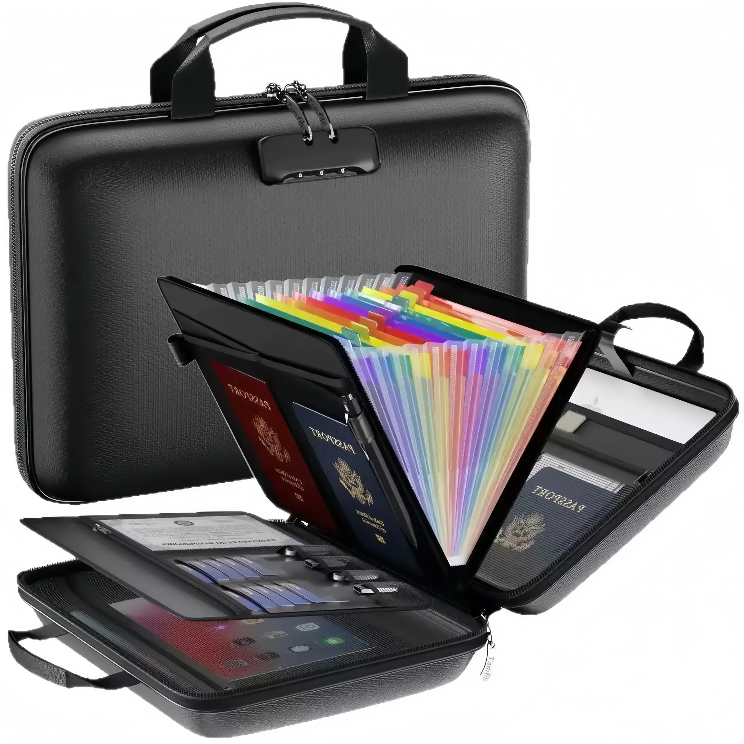 Fireproof Waterproof Hard Shell Eva File Folder with Password Lock, Portable Office Multi-Function Document Organizer, Documents Organizer, Secure Storage Box