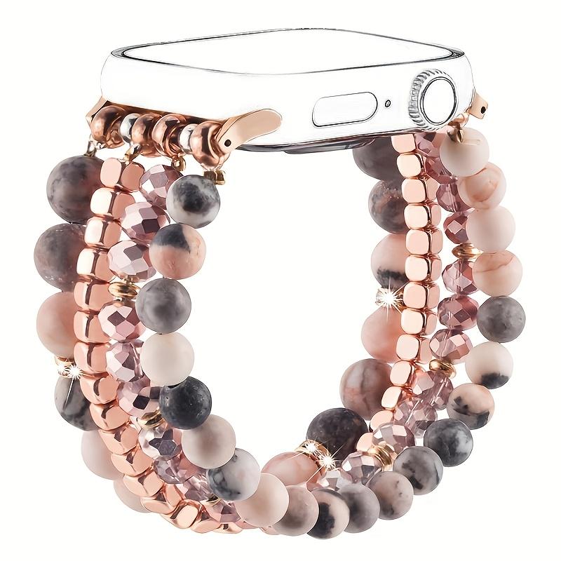 Elegant Synthetic Stone & Crystal Glass Elastic Strap for Apple Watch 38-49mm, Women's Jewelry Band Compatible with All Models, Watch Straps, Smart Watch Accessories