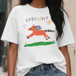 Ketamine Pony Nurse Meme T-Shirt with Colorful Horse Design and Sun Motif