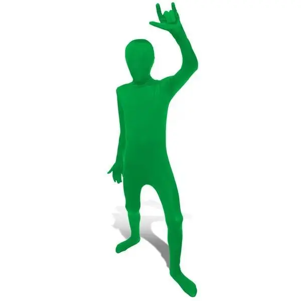 Kids' Green Morphsuit Costume - Full Coverage, Solid Plain, Zipper Fasten, Authentic Morphsuit Look