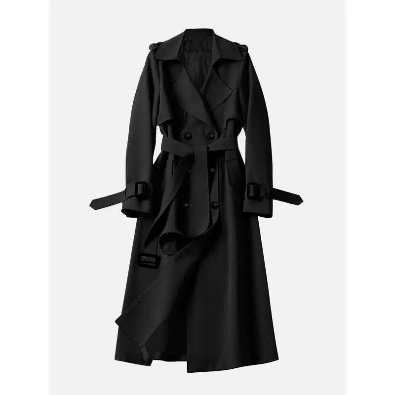 Women's Solid Double Button Belted Trench Coats, Elegant Lapel Neck Long Sleeve Coat for Fall Winter Casual Wear, Women's Casual Jackets Outerwear for Daily Wear, Winter Clothes for Women Can be used with a raincoat