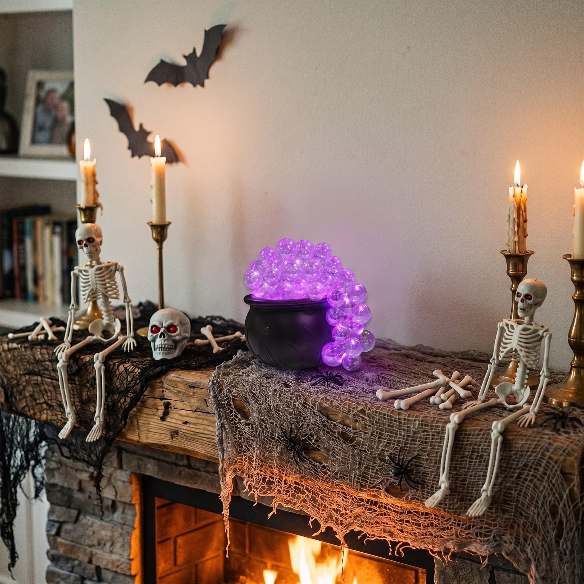 DIY Bubbling Witch’s Cauldron Centerpiece, Create Eerie Elixir, Spooky Table & Shelf Decor, Adult Halloween Sorcery, No Precious Metal Plating