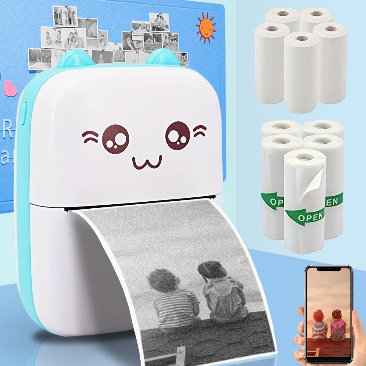 Ink-free Printing Mini Printer, Printing Machine, 1 Set Portable Thermal Printer with 5 Rolls Thermal Printing Paper & 5 Rolls Self-adhesive Printing Paper, Birthday Gifts #GLOBAL PICKS