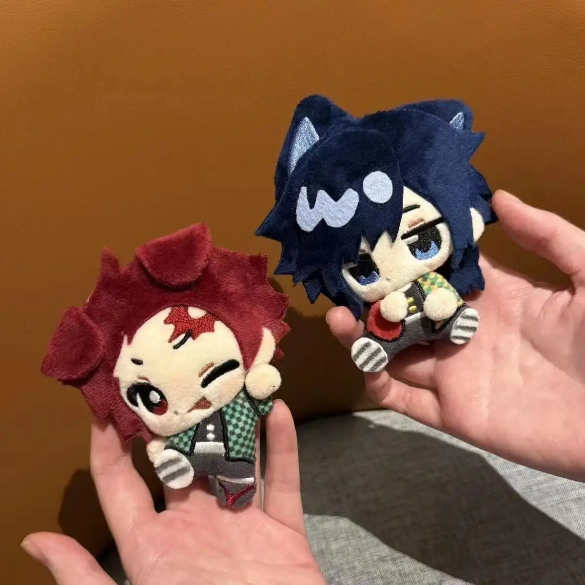 Demon Slayer: Kimetsu No Yaiba 10cm Stuffed Toy Keychain - Tanjiro & Giyuu Tomioka Cotton Doll, Anime Periphery, Cute Gift for Collectors