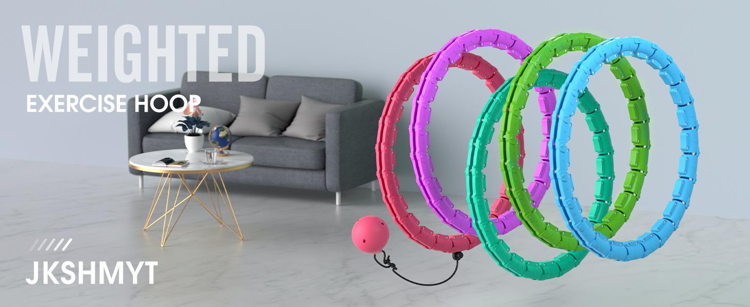 JKSHMYT Smart Weighted Fit Hoop Plus Size for Adults fitness, 2 in 1 exercise Hoop, 24 Links Detachable & Size Adjustable, with Waist Trainer for Women