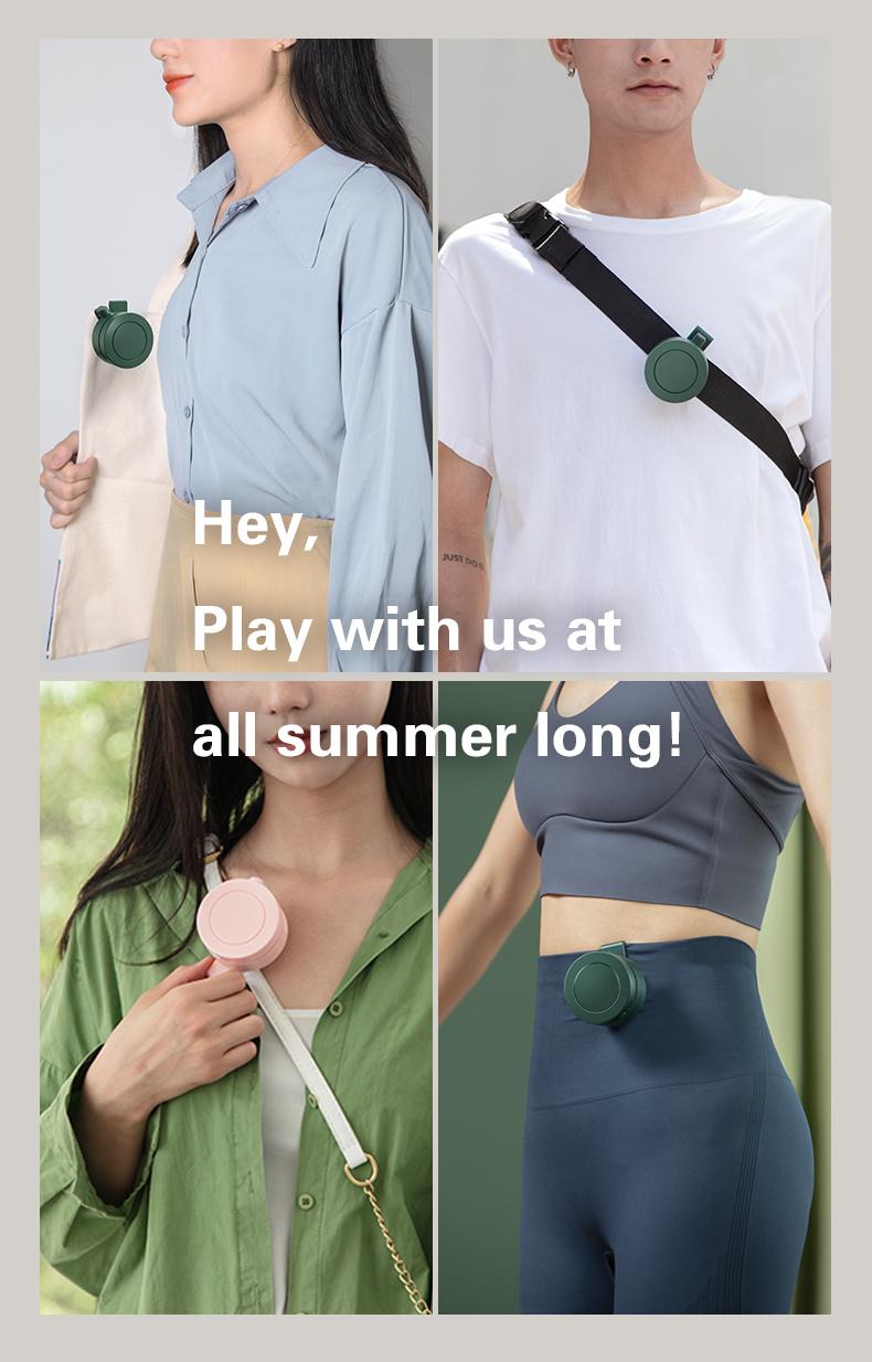 Mini Wearable Waist Fan – Rotating Bladeless Airflow, USB or Battery Operated, Hands-Free Cooling for Hiking, Farming, and Camping