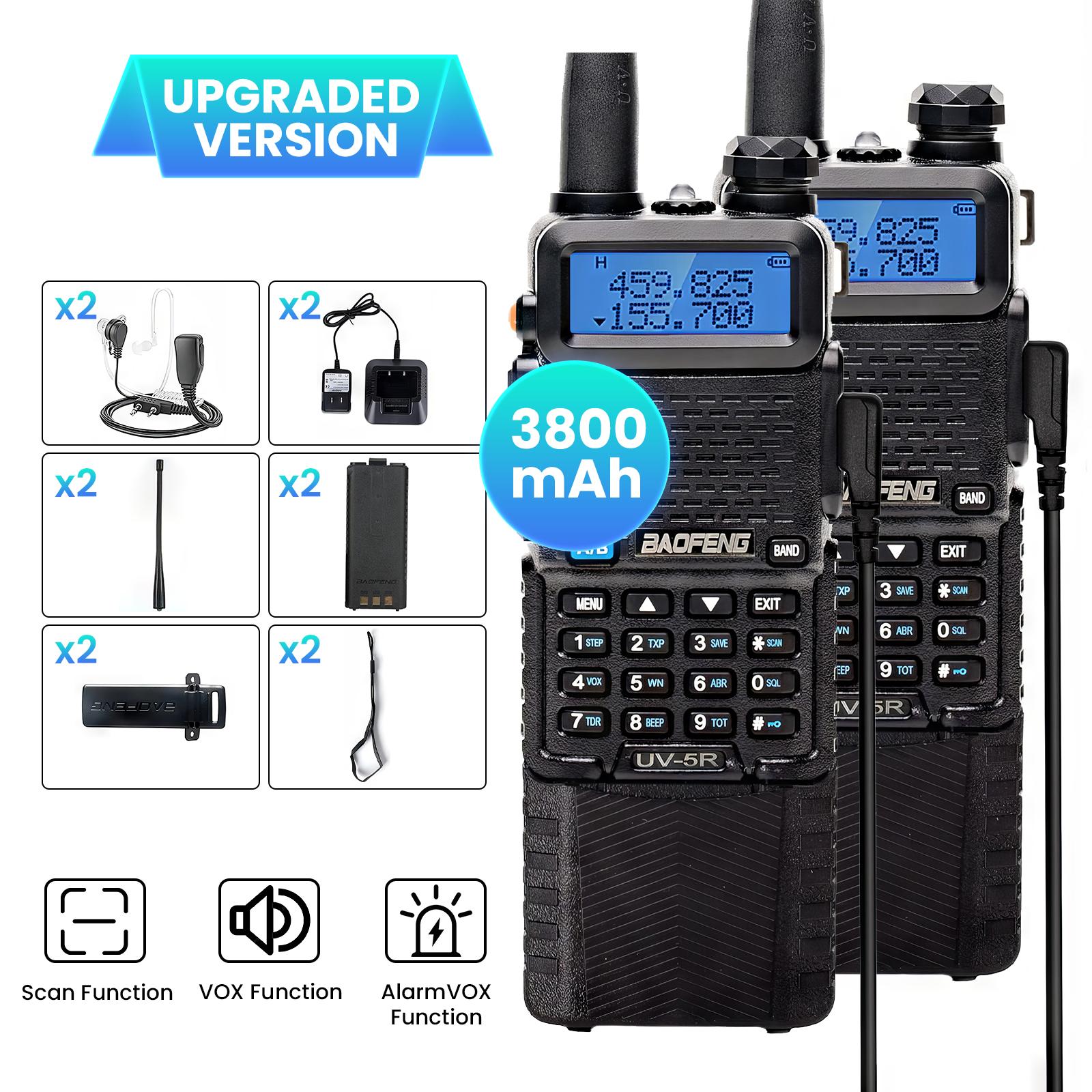 [Christmas Gift] Baofeng Radio UV-5R Ham Radio Long Range Rechargeable Two Way Radio 3800mAh Extended Battery Handheld Walkie Talkies Radio Outdoor Essentials - Audio