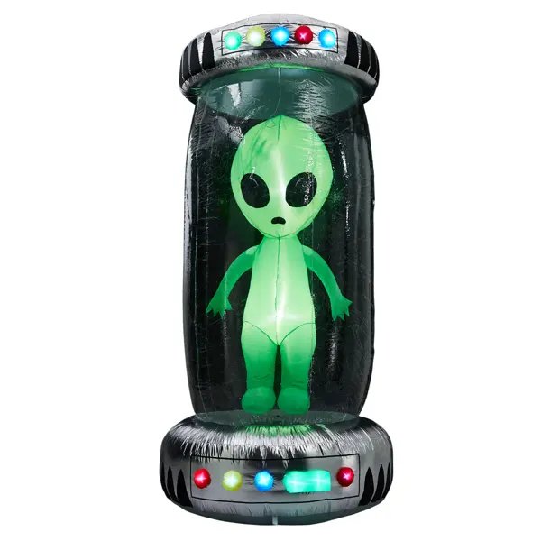 8.2FT Tall Halloween Inflatable Alien UFO with Animated RGB LEDs, Blow Up Outdoor Yard Decoration with Test Tube, Weatherproof for Garden, Lawn, Halloween Party