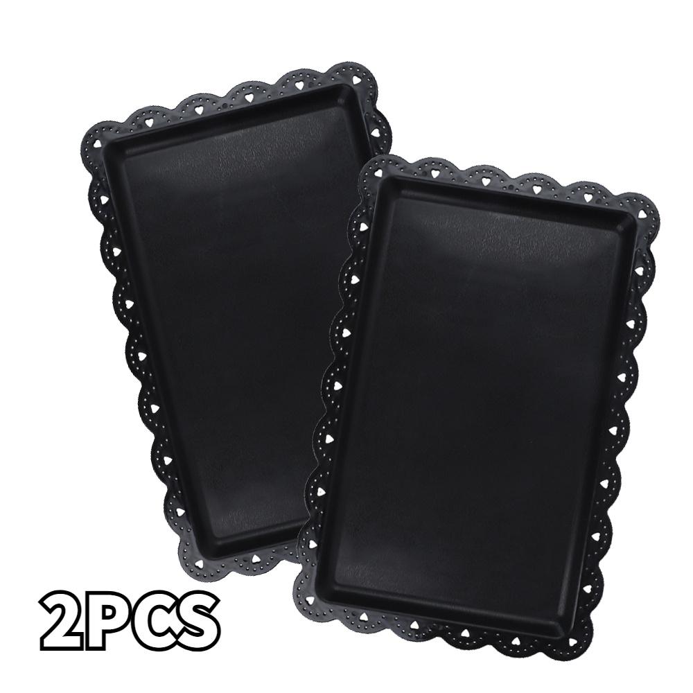 2pcs Plastic Display Trays, Home Fruit Food Tray, European Style Cake Stand, Rectangular Plates, Cupcake Dessert Dish, Party Wedding Snack Plate, Salad Serving Plates