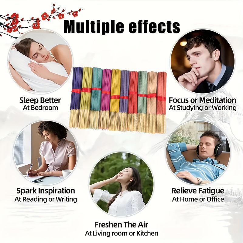 7 Sets of 140 Incense Sticks, Rose Lavender Sandalwood Jasmine Mint Cherry Vanilla Sage Dragon Blood Scents, Home Office Yoga Meditation, Scented