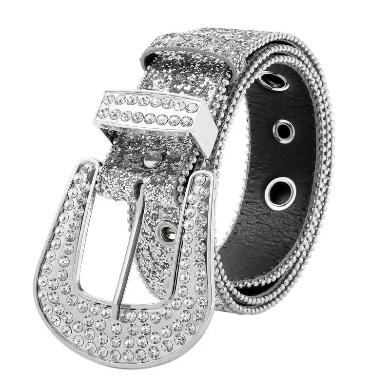Women's Rhinestone-Embellished Belt – Y2K Western-Style Leather Belt – Versatile Decorative Belt – Perfect for Jeans or Dresses