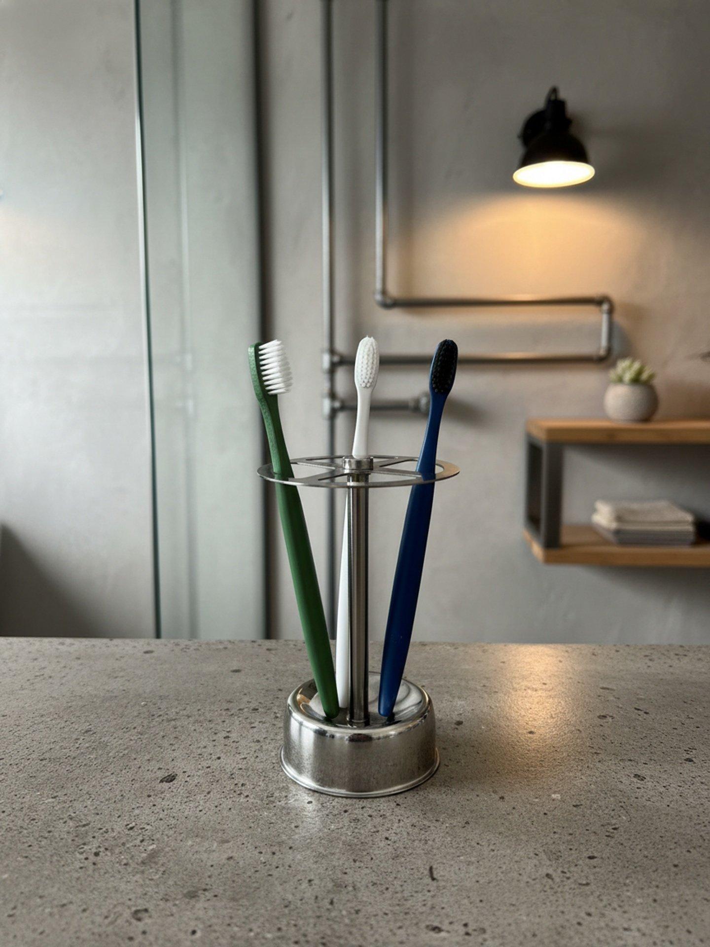 Bathroom Minimalist Industrial Toothbrush Holder, Waterproof Rustproof Stainless Steel, Classic Design, Durable & Stylish Bathroom Accessory