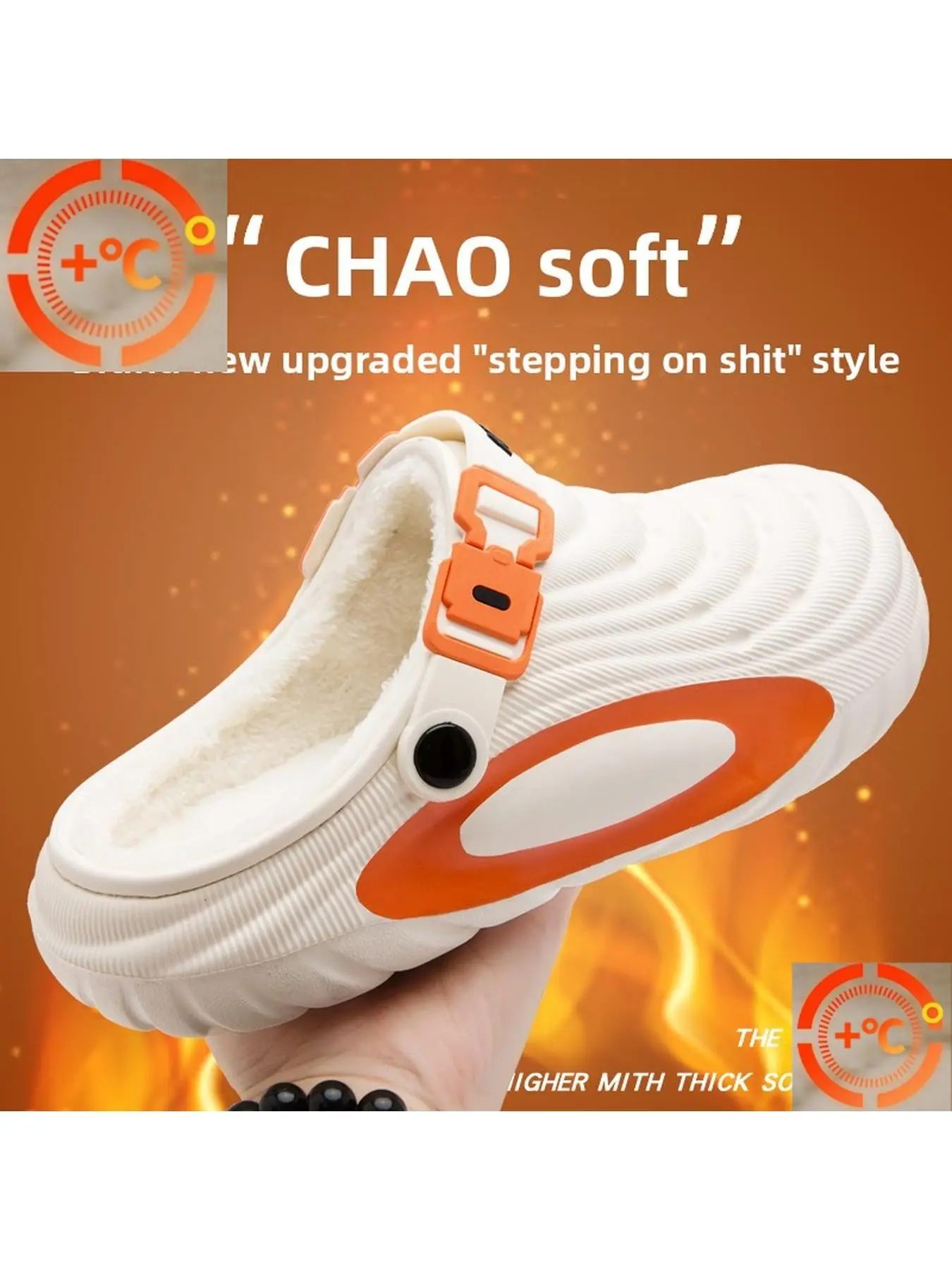 Couple Fleece Lined Casual Soft Clogs, Waterproof EVA Thick Sole Anti-Slip Winter Warm Slip On Slippers with Adjustable Strap, Indoor Outdoor Matching Shoes for Men Women