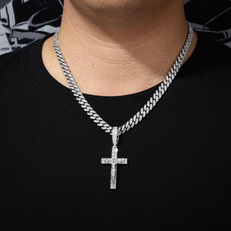 【#P644】Crucifixion Jesus Cross Pendant UCCIYO S925 Sterling Silver Synthetic Moissanite Pendant Necklace for Women Men Hip Hop Jewelry Gift