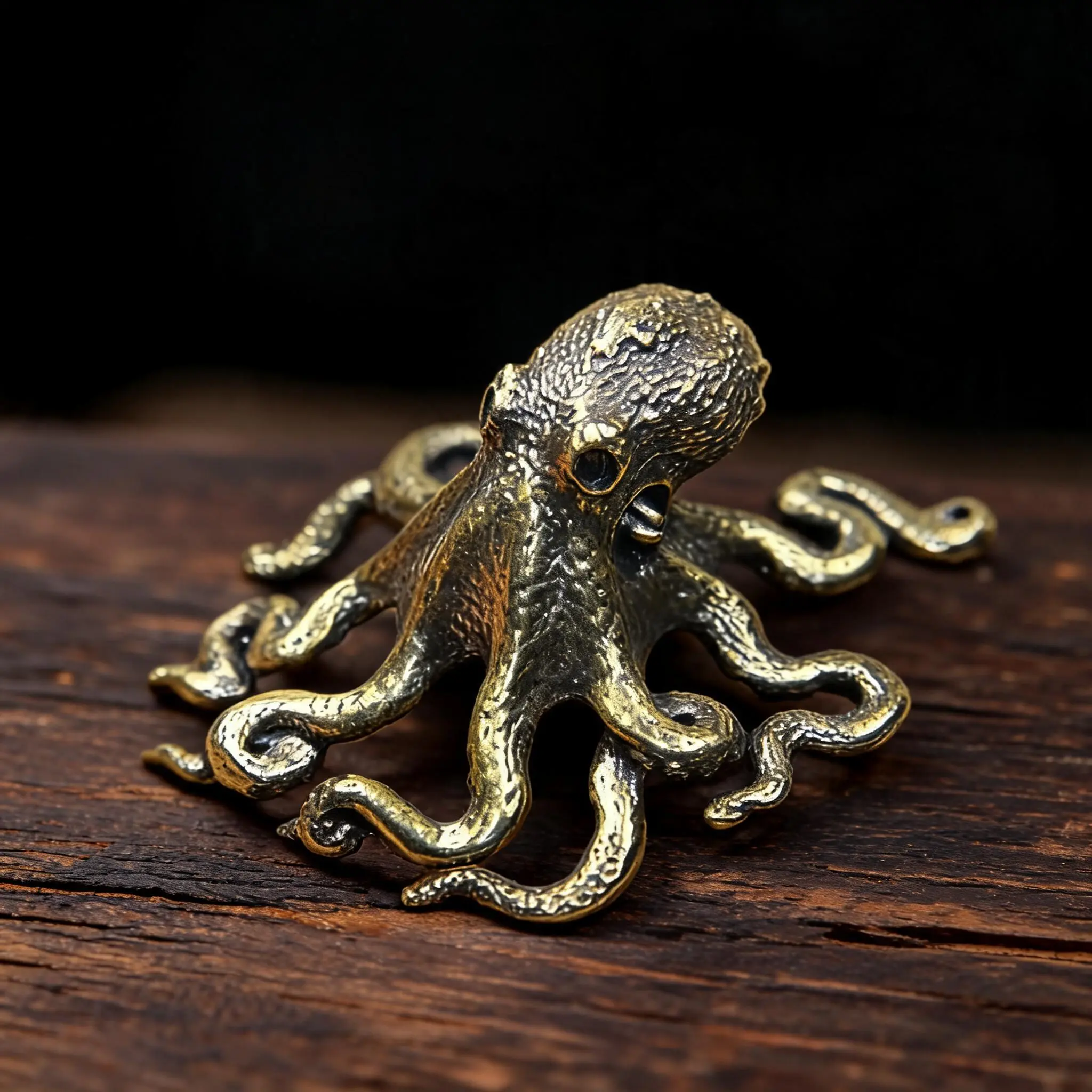 Mini Octopus Brass Artistic Cute Animal Design Decorative Figurine, Desktop Ornament, Home Craft Decoration, Tea Pet Accessory, Gift Handle Decoration, Collectible Figure Decor, Animal Decorations, Cute Figurines