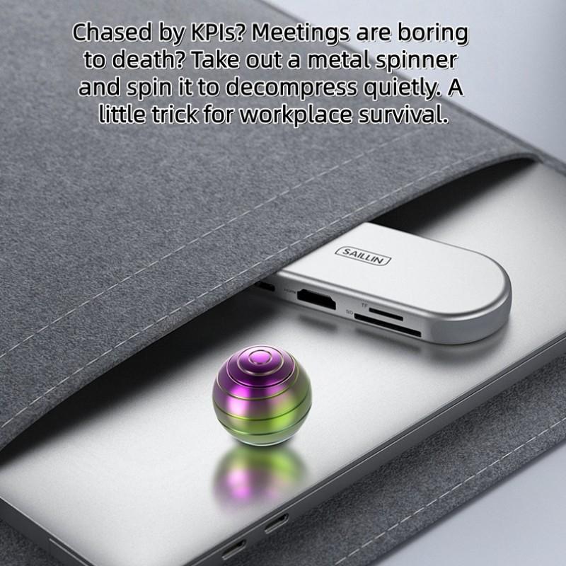 Unfinished Certification Fidget Spinner, Desktop Rotation Stress Relief Toy, Metal Colorful Glow Pressure Release Tool, Single Piece