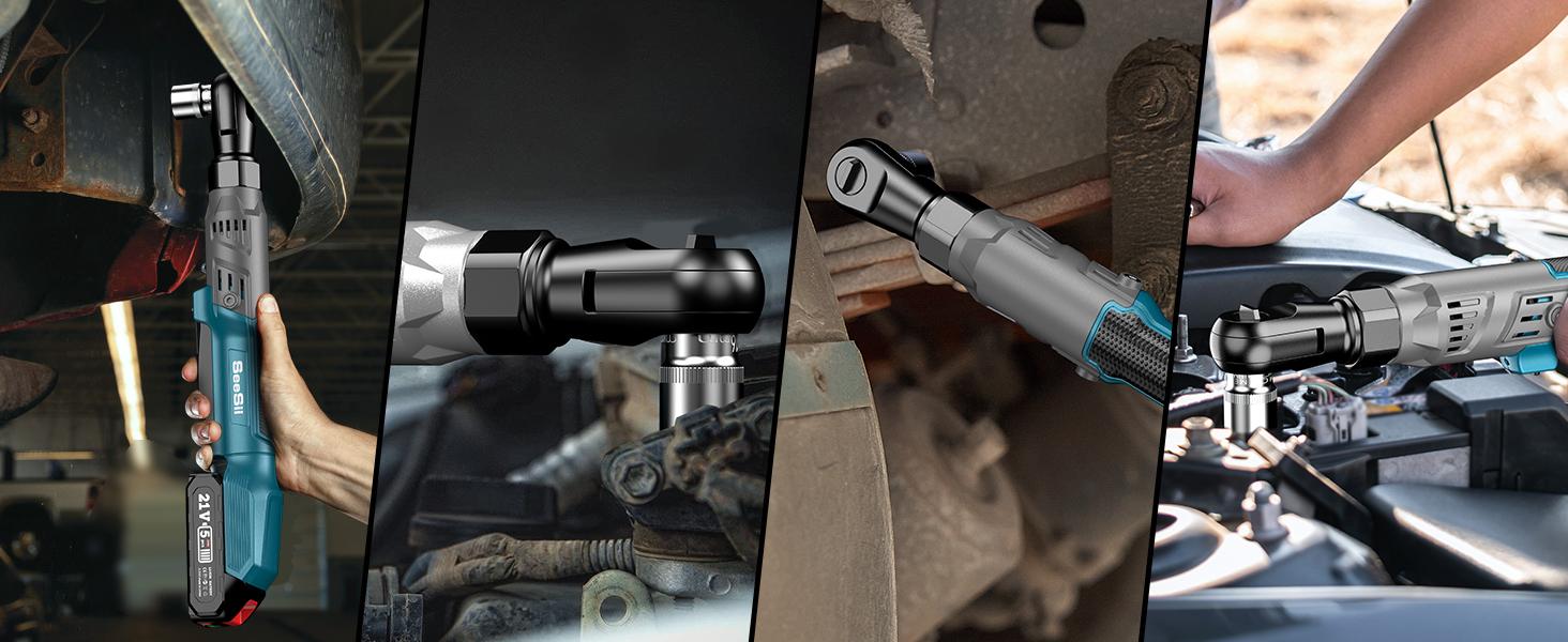 Seesii 1/2" Cordless Ratchet Wrench,66Ft-lbs Torque, Electric Brushless Ratchet Wrench w/ 2 Batteries, Variable Speed Trigger, 8 Sockets, 1/4" & 3/8" Adapter, 3" Extension Bar, RT600C Black Friday Deals