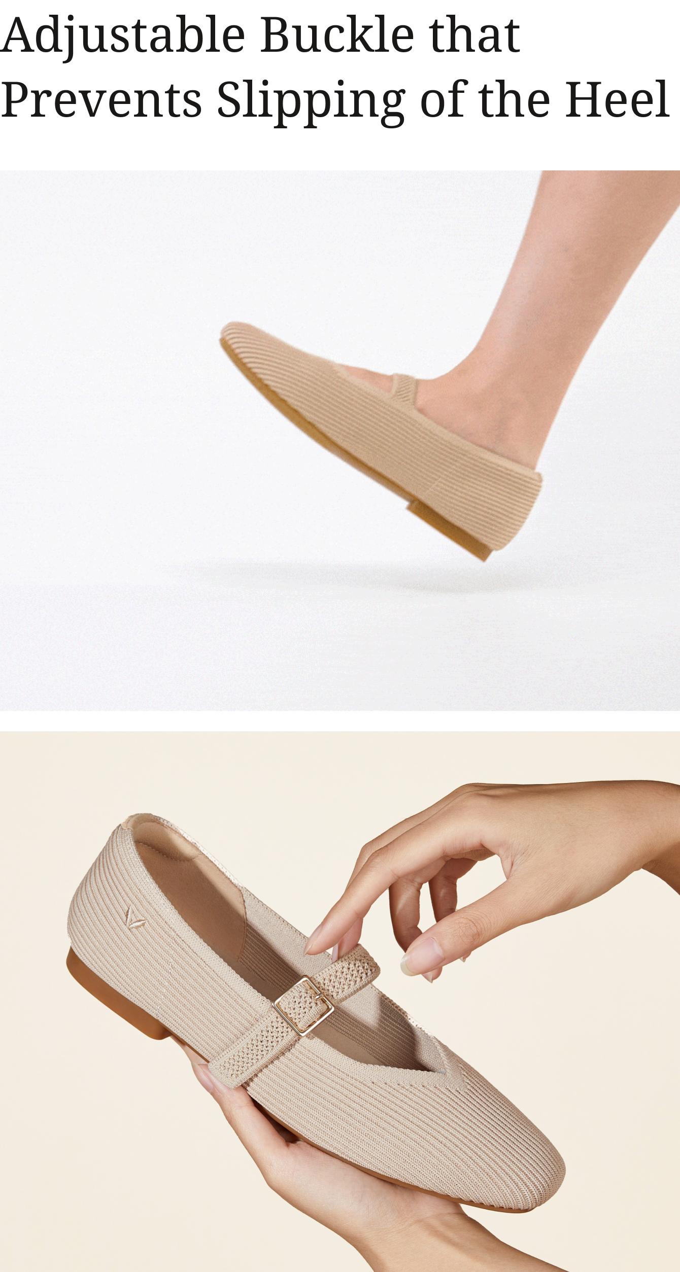 VIVAIA Women's Square-Toe Knit Mary Janes Ballet Arch Fit Flats,  APMA, Machine Washable / Blister-Free Flats / Foldable & Lightweight Retro Chic (Margot Mary Janes)