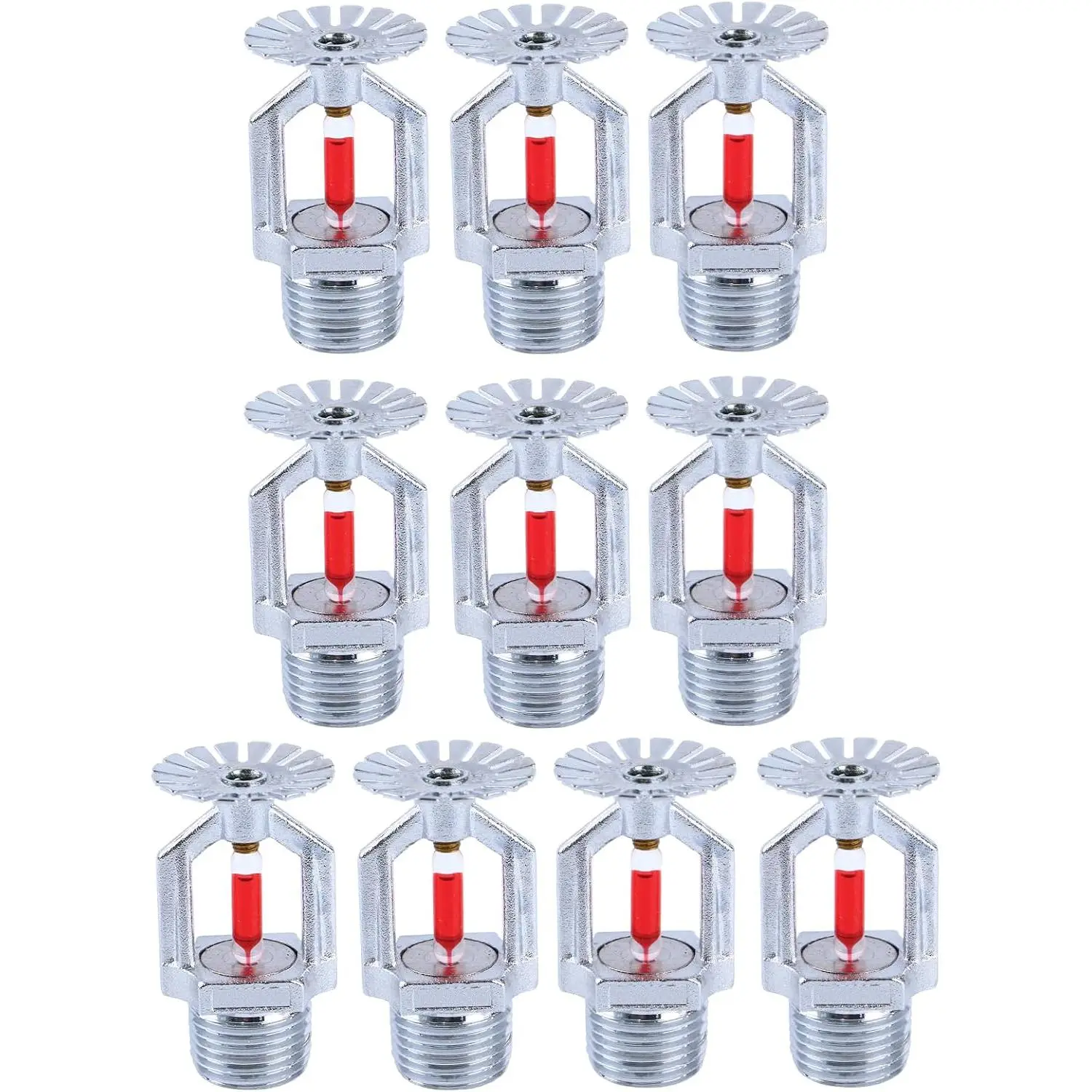 10 count Fire Sprinkler , 1/2” NPT 155℉(68°C) Pendent Type  | Quick Response Automatic Fire Sprinkler System for , Residntial, Factory, Commericial, Warehouse Building(Copper Chrome)