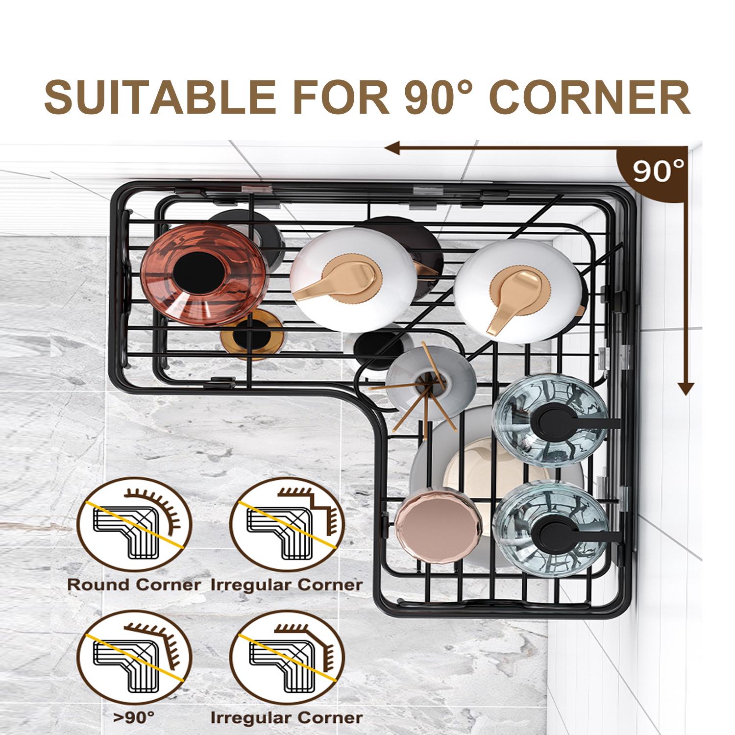 PHANCIR 5 PCS Corner Shower Caddy, No Drilling Stainless Steel Shower Storage Rack with Hooks & Toothpaste Holder for Bathroom, Black