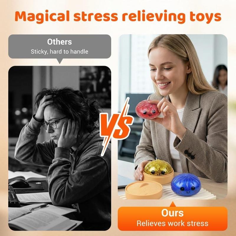 12pc Cute expression big bun decompression toy, relieves anxiety, dough decompression toy, soft TPR material, decompression artifact, unboxing surprise, holiday gift creativity, cute desktop accessories for office workers, Squishies, Soft Squishy