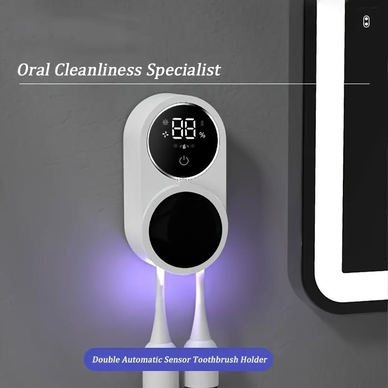 Multifunctional Toothbrush Holder, Smart Sensor Toothbrush Storage Box, Disinfecting Toothbrush Stand, Easy Installation No Drilling, USB Charging