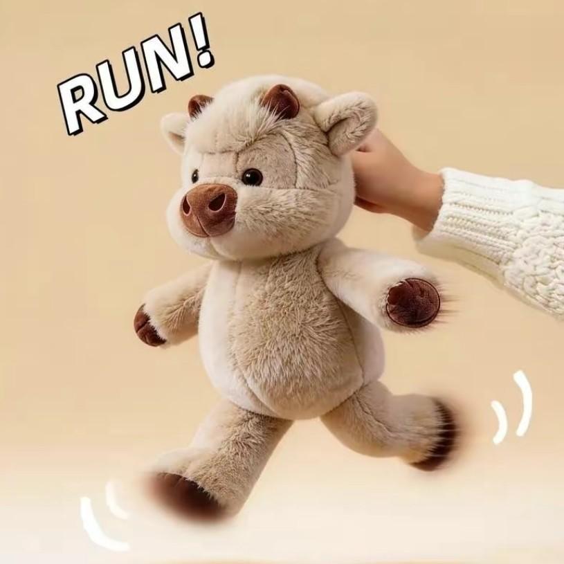 Running Cow Plush Toy, Highland Cow Shape Plush Animal Doll, Cute Birthday Gift, Soft and Cozy Stuffed Animal, Perfect for Kids