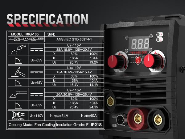 YesWelder FLUX-135MINI 135A 110V Gasless MIG Welder | 3-in-1 Flux Core/Lift TIG/Stick Inverter Welding Machine with Synergic Control YesWelder FLUX-135MINI 135A 110V Gasless MIG Welder | 3-in-1 Flux Core/Lift TIG/Stick Inverter Welding Machine with Synergic Control