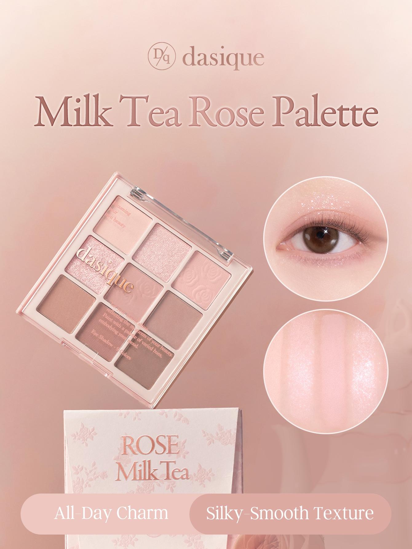 1Pc DASIQUE Rose Embossed Print Eyeshadow Palette, Makeup Palette – 9 Pigmented Shades in Rosy Pink, Warm Nude, Matte/Shimmer/Metallic Mix, Ultra-Blendable, Crease-Proof, Long-Wear, Flattering on Fair to Deep Skin, Ideal for Everyday Glam or Date Night