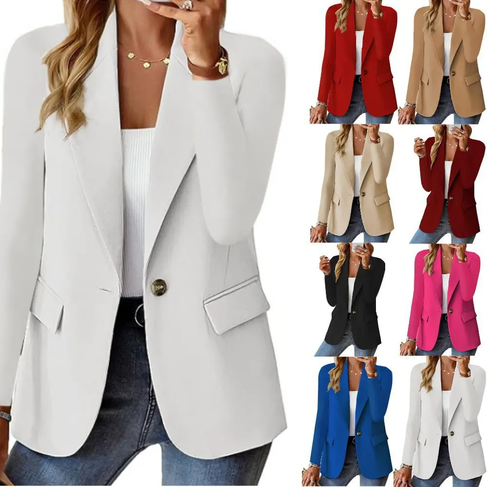 Autumn long-sleeved solid color cardigan blazer for women