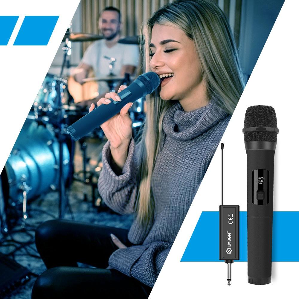 LMBGM W-2 Professional Wireless Microphone System USB Rechargeable Includes 1 Handhed Conference Settingsld Microphone and 1 Beltpack Transmitter (with 1 Headset Microphone) Ideal for Home Karaoke, Portable Outdoor Singing Performances, Stage Shows
