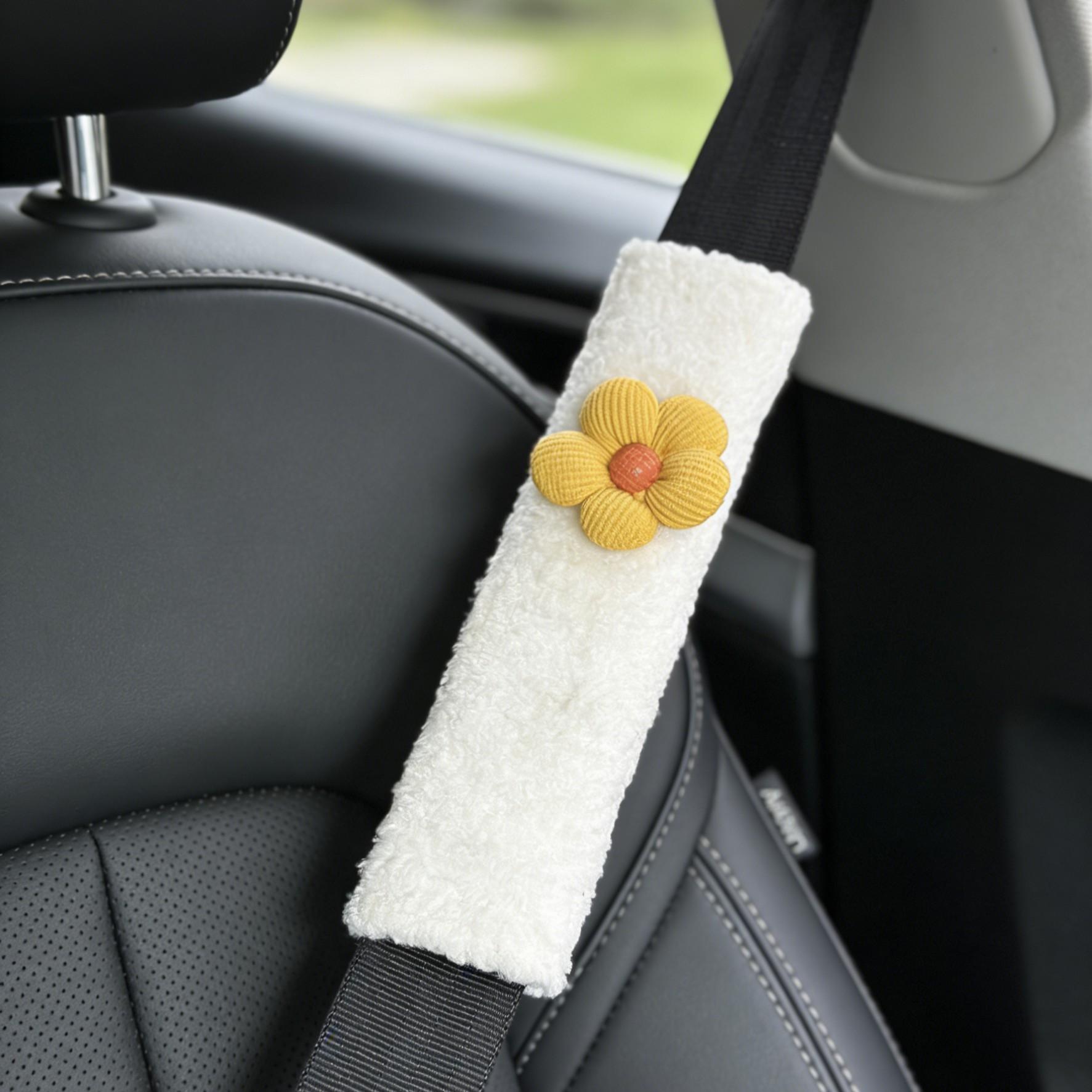 Car Seat Belt Covers 2 Pack, Creative Floral Design Shoulder Pads, Car Accessories, Back Cushion, Safety Belt Protection Pad, Premium Gift