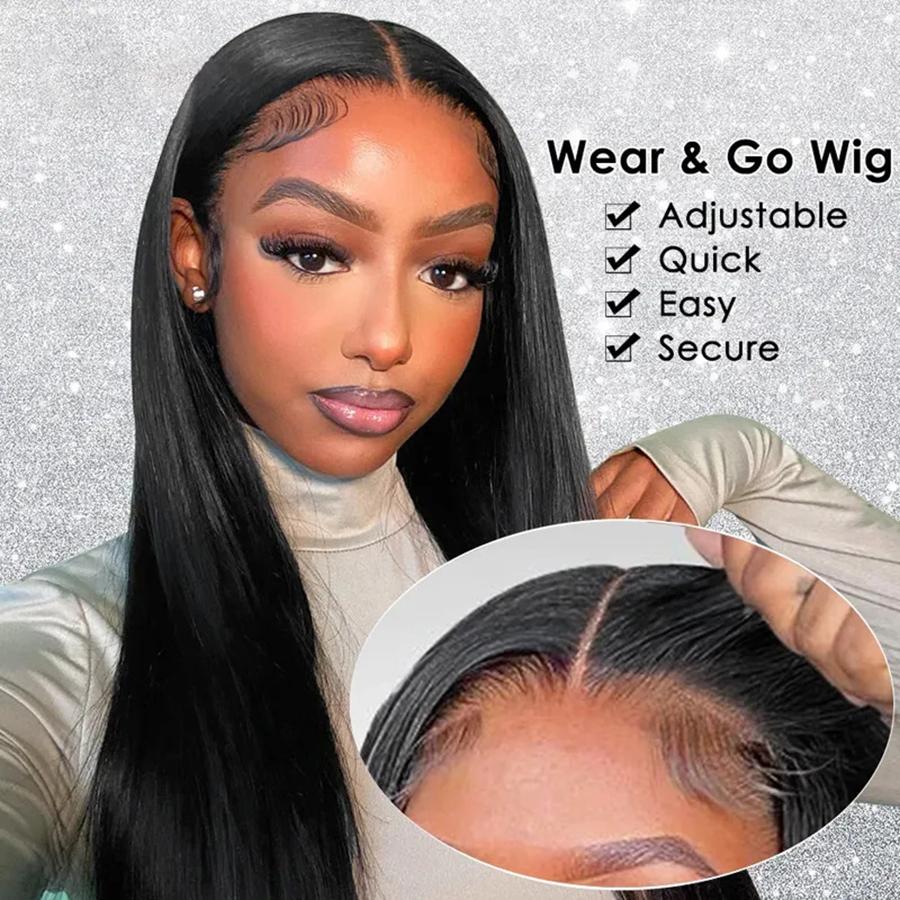 Bling Hair Straight 6x4 Glueless Wigs Brazilian Pre-Cut 5x5 Lace Closure Remy Human Hair Ready To Wear Wig For Women Pre Plucked