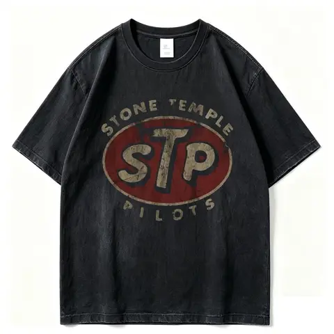Men'S Retro STP Stone Temple Pilots Graphic T-Shirt - Casual Breathable Short Sleeve Loose Fit Vintage Band Lo Soft Everyday Tee Grunge Album Drink Dekubopdumnen Fortnite Tee