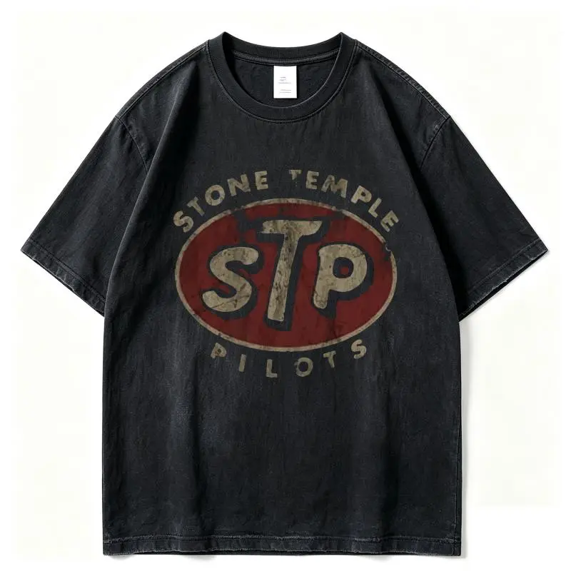 Men'S Retro STP Stone Temple Pilots Graphic T-Shirt - Casual Breathable Short Sleeve Loose Fit Vintage Band Lo Soft Everyday Tee Grunge Album Drink Dekubopdumnen Fortnite Tee