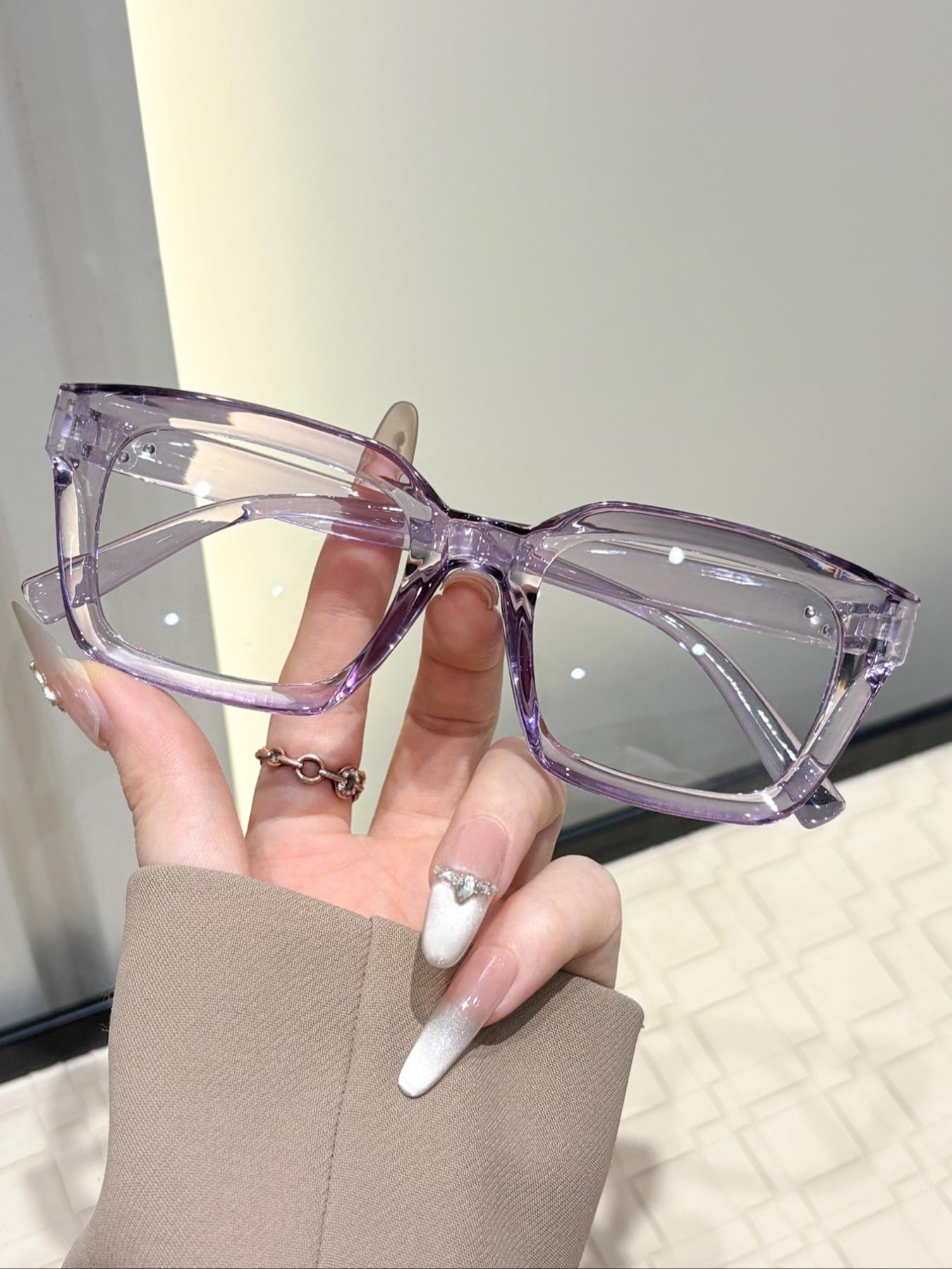 Women's Rectangular Casual Flat Mirror Glasses, Suitable for Office Commuting Daily Life, Simple Design, Perfect for Everyday Use