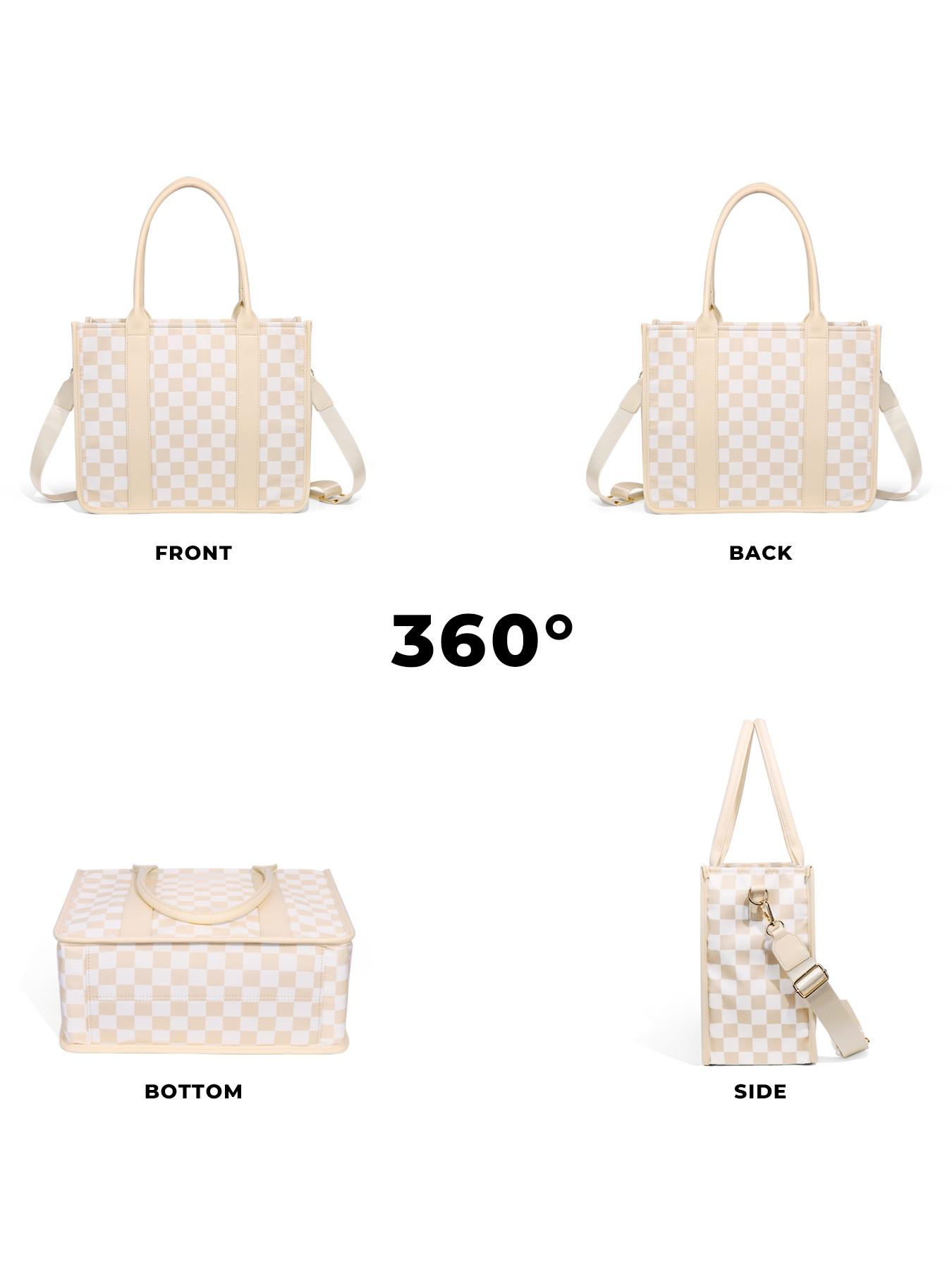 Checkerboard Pattern Tote Bag, Fashionable Canvas Classic Shoulder Bag for Women, Casual Trendy Versatile High-quality Daily Commuting Bag, Girl Fashionable Shopping Bag