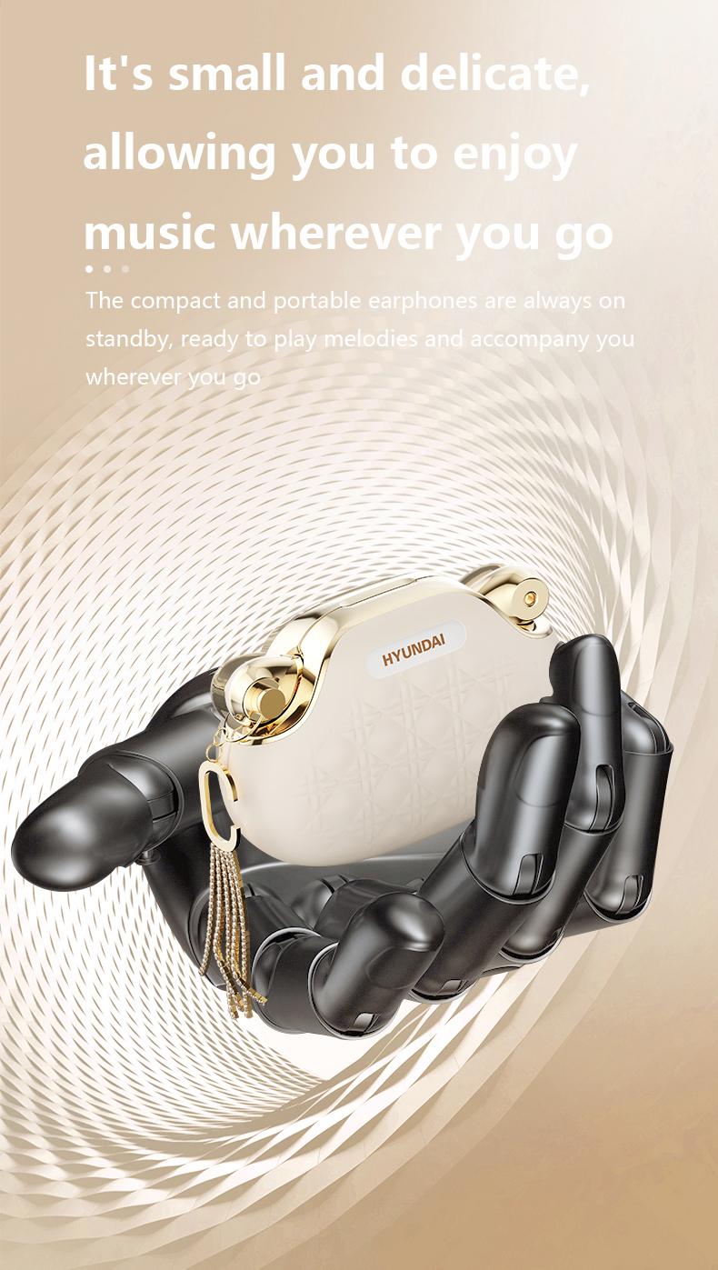 HYUNDAI YX49 Fashionable Open-Wear Stereo Earphones with Handbag-Style Light Luxury Design, Comfortable Fit, 2025 New Bluetooth 6.0 for Faster, More Stable Connection & Lower Power Use, HiFi Sound, Sport & Travel Ready, Perfect Gift for Girlfriend