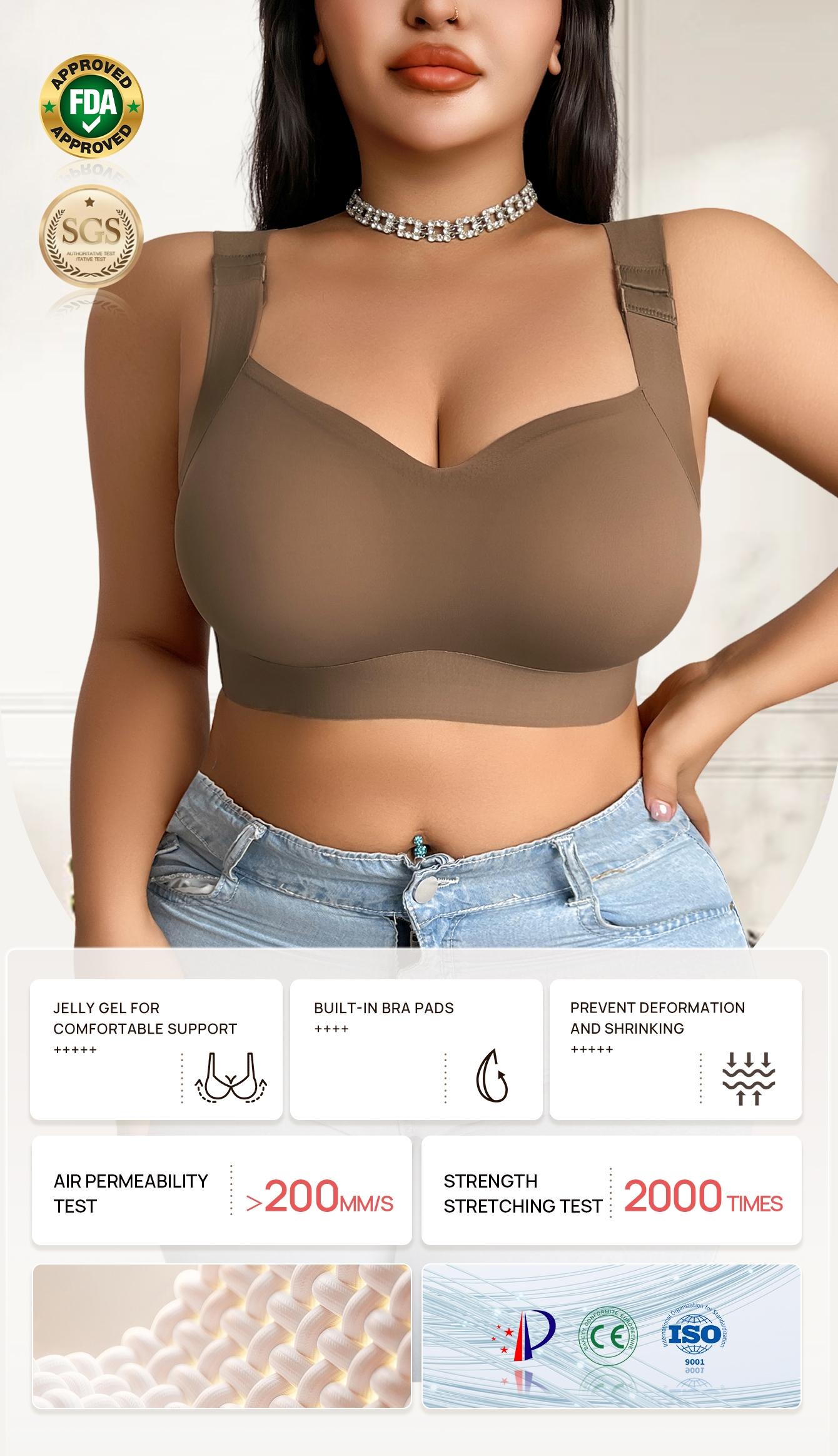 Women's Plus Size Seamless Jelly Bralette, Wide Adjustable Straps, Medium Support, Anti-Sagging, All-Season Casual Underwear