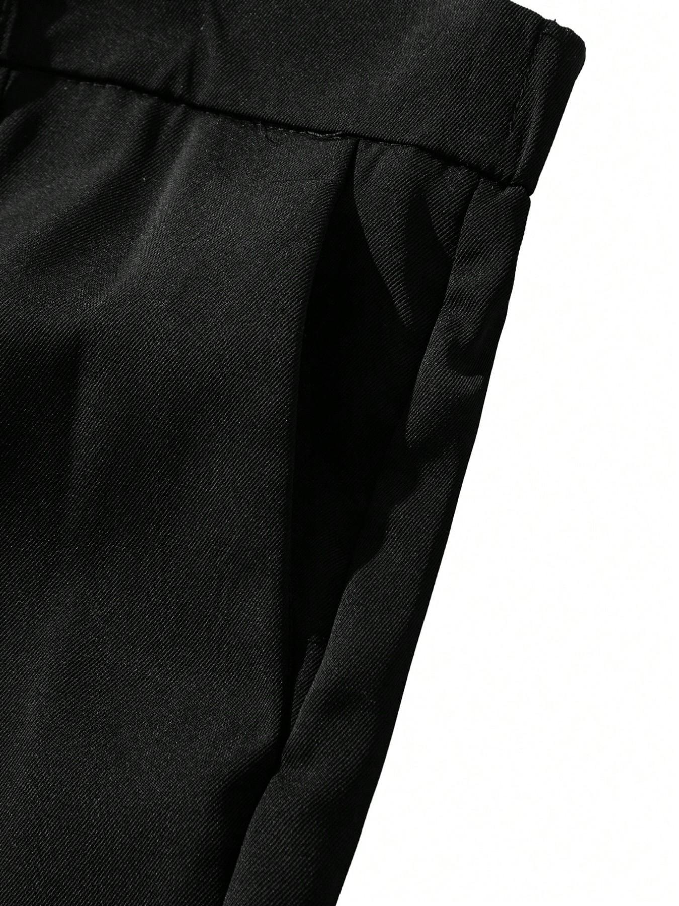 Men's Pleated Wide Leg Suit Pants, Formal Wear, Casual Loose Fit, Business & Street Style, Mid Waist, Drawstring Waist, Adjustable Pants, All Seasons