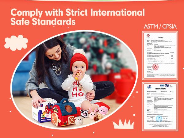 hahaland Surprise Barn with Stuffed Farm Animals Bunny Mushroom Rattle, Crinkle Paper, Mirror - Montessori Developmental Toys for Newborn Babies Infant Toy, Sensory Toy for Birthday Christmas Valentine's Day Gifts Nursery Infant Easter Stuffer Gifts