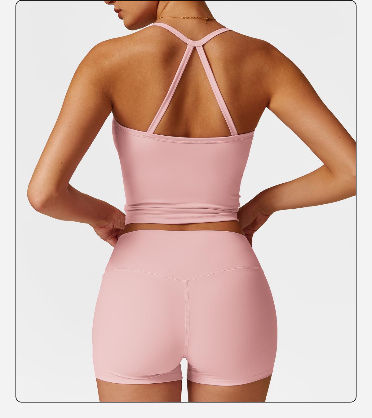 MFVIM Women's Yoga Wear Backless Lace Up Sports Bra and High Waisted Hip Lifting Shorts Matching Workout Set butt-lifting Pilates Improver Suit Sleeveless Gym Tops Lightweight Activewear Running Outfits Sporty Style Clothes SpringStatements