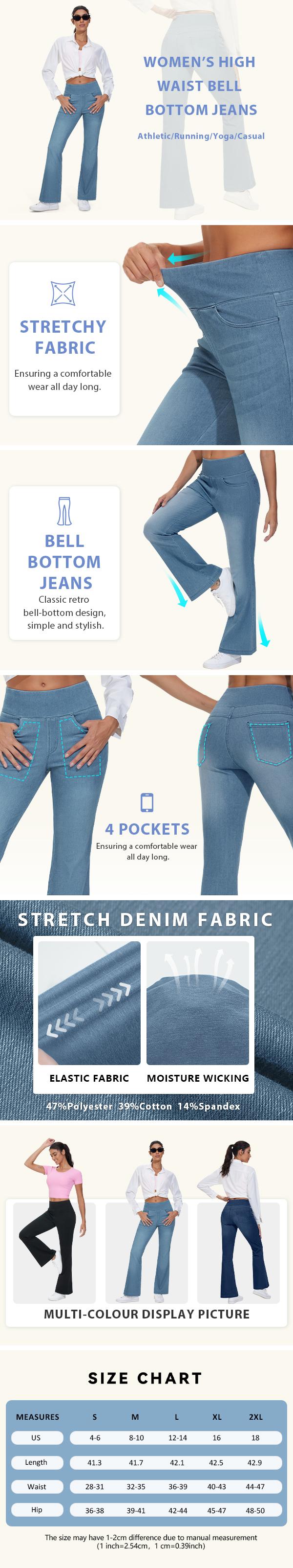 THE GYM PEOPLE Women's Tummy Control Bell Bottom Jeans High Waisted Wide Leg Flare Pants Going Out Y2k Streetwear Jeggings with Pockets